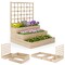 Natural Fir Wood Raised Garden Bed with 3-Tier Planter Boxes and Lattice Trellis for Climbing Plants